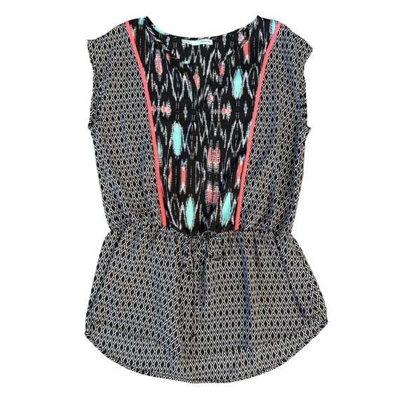 Maurices Women’s Multicolored Sleeveless Top size M Elastic Waist Semi-Sheer - Picture 1 of 7
